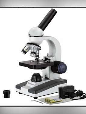 New AmScope M150C-MS-WF Monocular Compound Microscope 40-1000x Mag, Portable